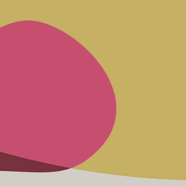 Minimalistische geometrische Landschaft in warmen, gedeckten Farben von Dina Dankers