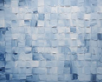 Vierkanten in Blauw van Abstract Schilderij