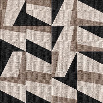 Textiel linnen neutrale geometrische minimalistische kunst in aardse kleuren VIII van Dina Dankers