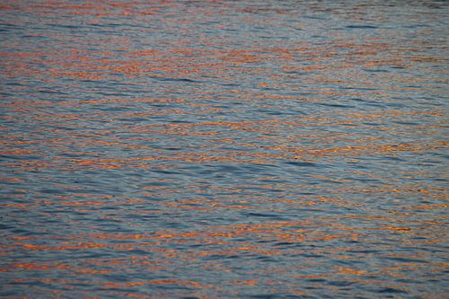 Oranje linten op het water.