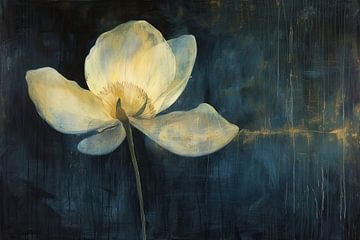 Gouden Bloemschilderij | Golden Silence van Kunst Kriebels