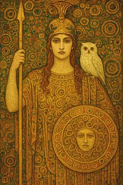 Athena, godin van wijsheid en oorlogvoering, schilderij. van Galerij Hoppenbrouwers