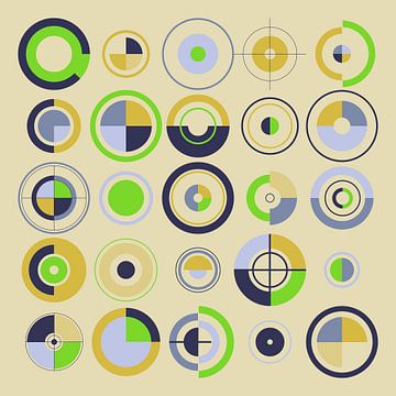 Retro cirkelpatroon in beige en groen van Mixed media vector arts