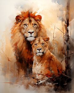 Peinture du lion et de la lionne sur Preet Lambon
