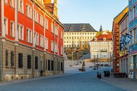 View from the Main Market Square towards Friedenstein Castle – the city’s main axis and the history of the royal residence by Mixed media vector arts