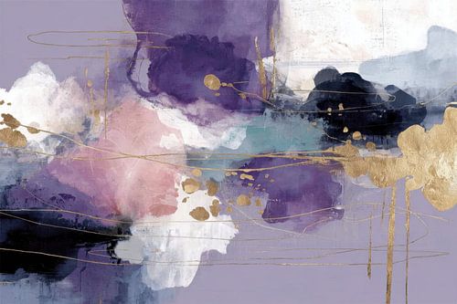 Paars gouden elegant abstract schilderij