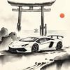 Lamborghini Aventador Japanische Sumi-e-Malerei von MIROKKU