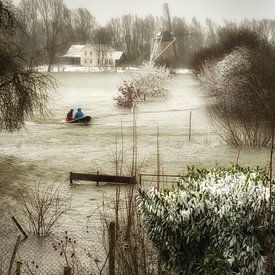 Ondergelopen uiterwaarden Rijswijk Gelderland van Moetwil en van Dijk - Fotografie