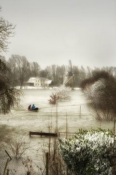 Ondergelopen uiterwaarden Rijswijk Gelderland van Moetwil en van Dijk - Fotografie