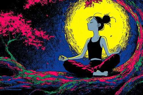 Meditating Woman | Moon Meditation