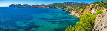 Panorama uitzicht op de kustlijn van Peguera, kust van Mallorca van Alex Winter