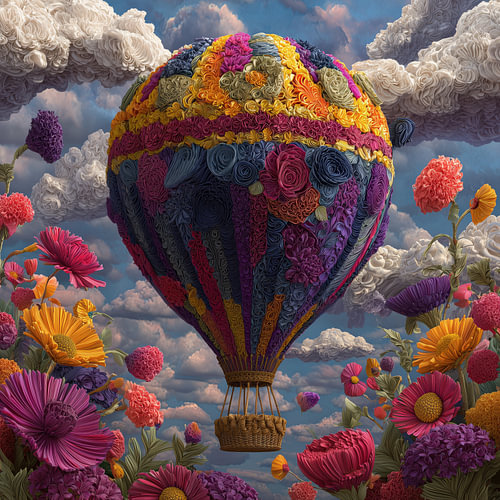 Heteluchtballon van bloemen