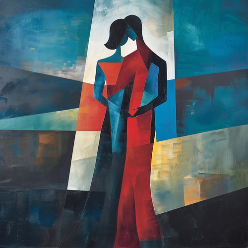 Abstracte man en vrouw figuren