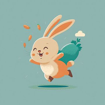 Happy running rabbit by Harvey Hicks
