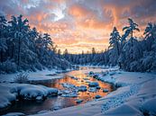 Winterse Sereniteit – Bevroren Schoonheid bij Zonsondergang van Retrotimes thumbnail
