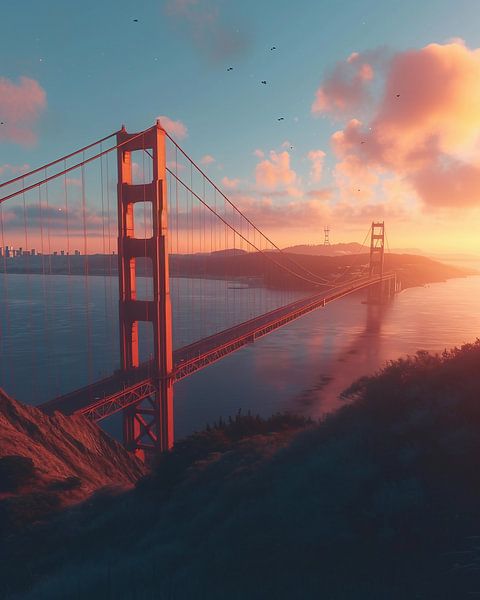 Uitzicht op de Golden Gate Bridge van fernlichtsicht