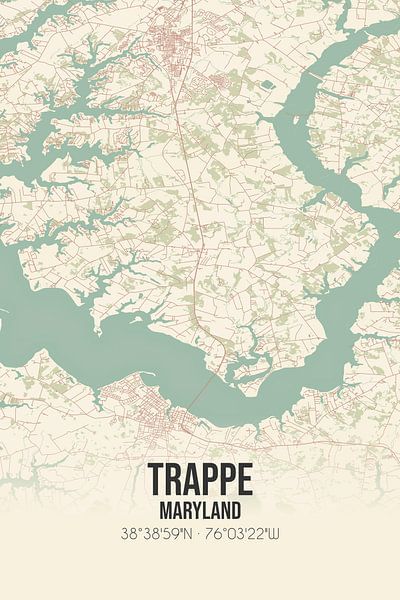 Vintage map of Trappe (Maryland), USA. by Prints of Place