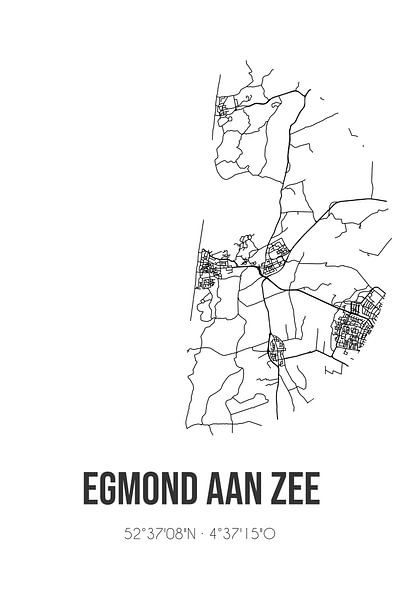 Egmond aan Zee (Noord-Holland) | Map | Black and White by Prints of Place