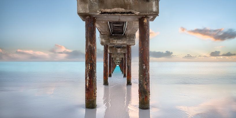 Bridge on the beach in Barbados in the Caribbean at sunset. by Voss Fine Art Fotografie