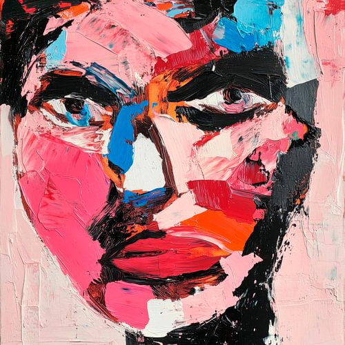 Gekleurd gezicht studie in acryl