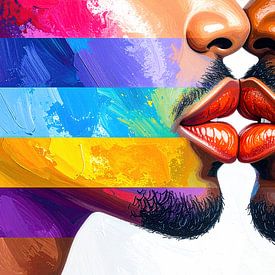 Tendre proximité et force tranquille : le baiser de deux hommes - une profession de foi poétique sur l'amour, le courage, l'identité et les liens humains sur AidasignArt
