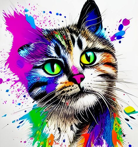Portrait d'un chat XII - graffiti pop art coloré