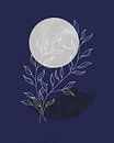 Abstract landschap in nachtblauw met een zilveren maan van Tanja Udelhofen thumbnail