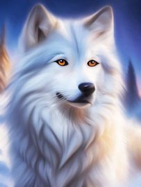 White wolf in pastel