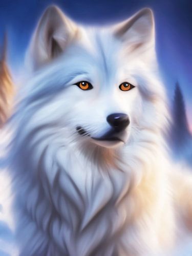 Witte wolf in pastel