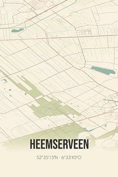 Vintage landkaart van Heemserveen (Overijssel) van Rezona