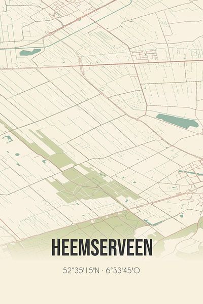 Vintage map of Heemserveen (Overijssel) by Prints of Place