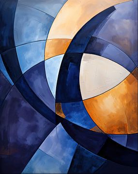 Abstractie in Blauw Paars - no 3 van Marianne Ottemann - OTTI