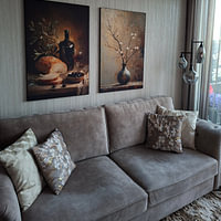 Klantfoto: Bruin | Japandi Bloem | Bruin van Kunst Kriebels, als ArtFrame