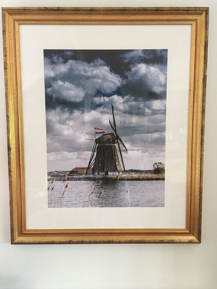 Eendragtsmolen entlang des Flusses Rotte mit der niederländischen Flagge von RB-Photography