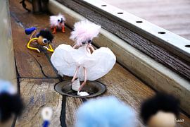 Fubby-Puppe als Marilyn Monroe verkleidet und mit Fotografen unterwegs.