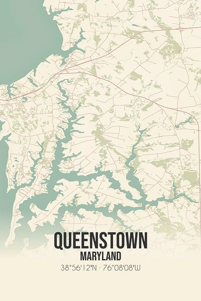Vintage map of Queenstown (Maryland), USA. by Prints of Place