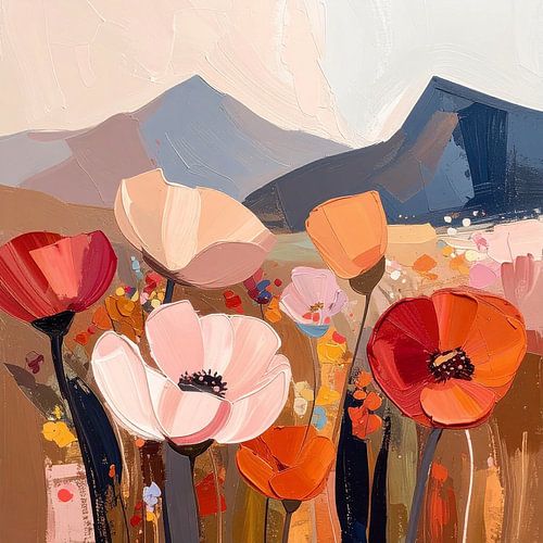 Fleurs sauvages et montagnes