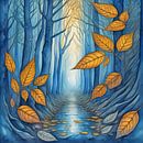 Forest in Autumn in blue by Caroline Guerain thumbnail