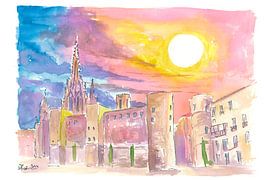 Barcelona Placa Nova Morgensonne Blick