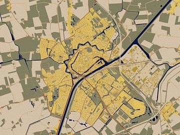 Kaart van Middelburg in de stijl van Gustav Klimt van Maporia