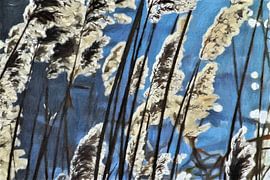 Schilfrohrfahnen auf dem Wasser - Digital Art von VenVision Art