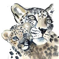 Two Leopards "Mother and Child"