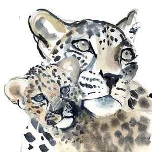 Zwei Leoparden "Mutter und Kind" von Mark Adlington