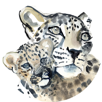 Twee luipaarden "Moeder en kind" van Mark Adlington