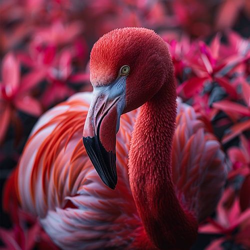 Portrait en gros plan d'un flamant rose plein de vie