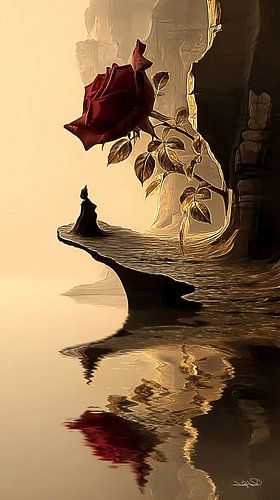 rose en rouge, noir ou or sur Gelissen Artworks