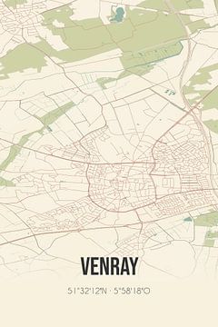 Vintage landkaart van Venray (Limburg) van Rezona