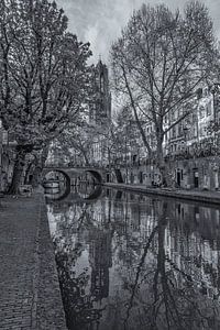 Tour du Dom, Oudegracht et Gaardbrug à Utrecht - noir et blanc sur Tux Photography