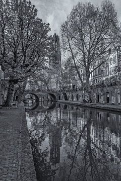 Domtoren, Oudegracht  en Gaardbrug in Utrecht - zwart-wit von Tux Photography