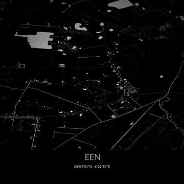 Black-and-white map of Een, Drenthe. by Rezona